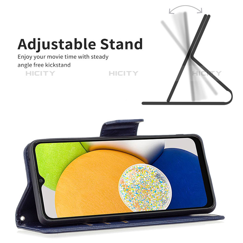 Handytasche Stand Schutzhülle Flip Leder Hülle B04F für Samsung Galaxy A03 groß