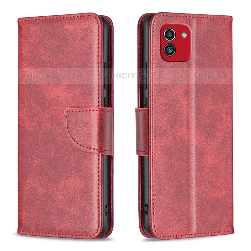 Handytasche Stand Schutzhülle Flip Leder Hülle B04F für Samsung Galaxy A03 Rot