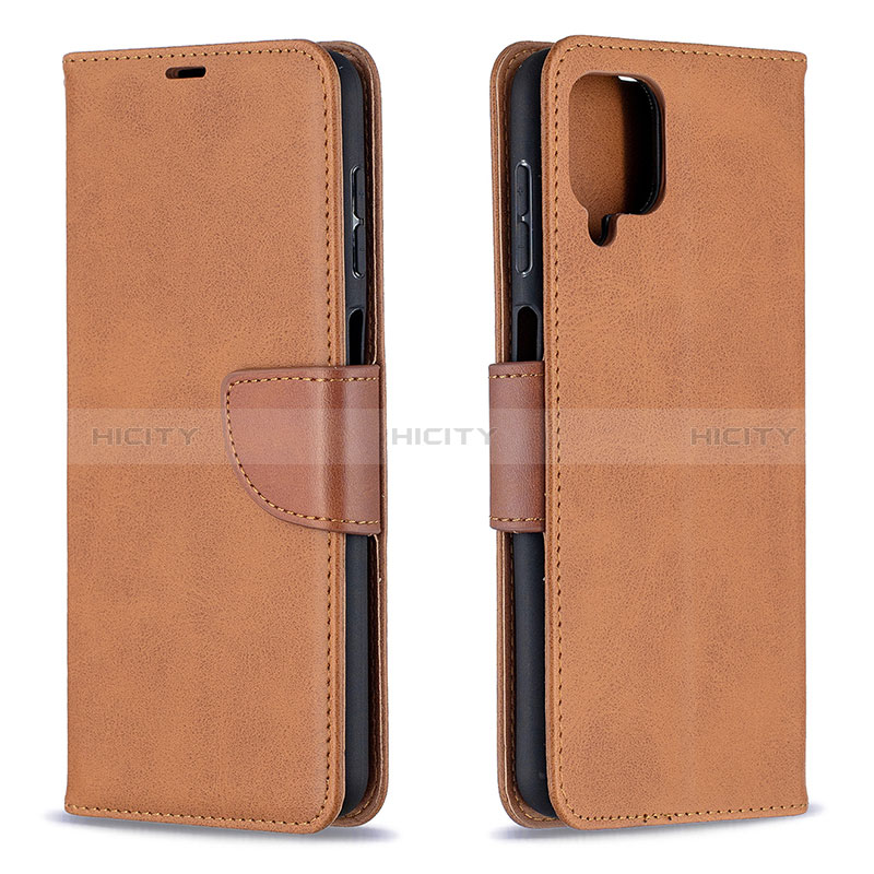 Handytasche Stand Schutzhülle Flip Leder Hülle B04F für Samsung Galaxy A12 Braun