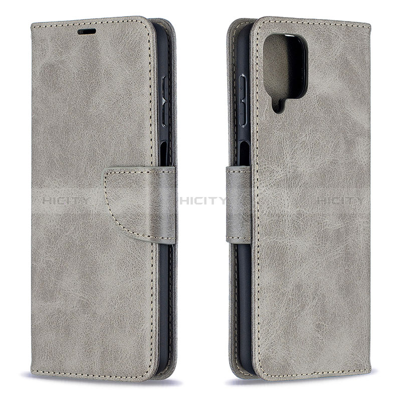 Handytasche Stand Schutzhülle Flip Leder Hülle B04F für Samsung Galaxy A12 Nacho Grau