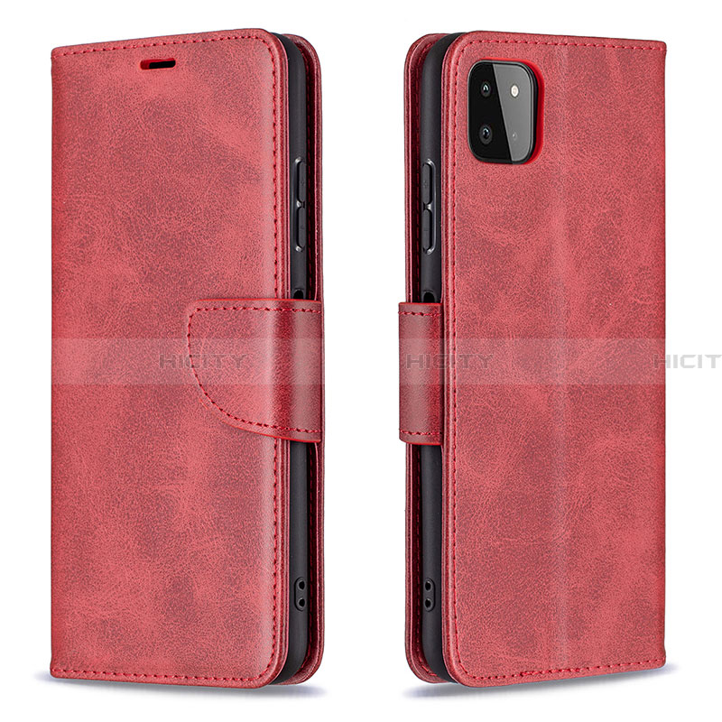 Handytasche Stand Schutzhülle Flip Leder Hülle B04F für Samsung Galaxy A22 5G Rot Plus