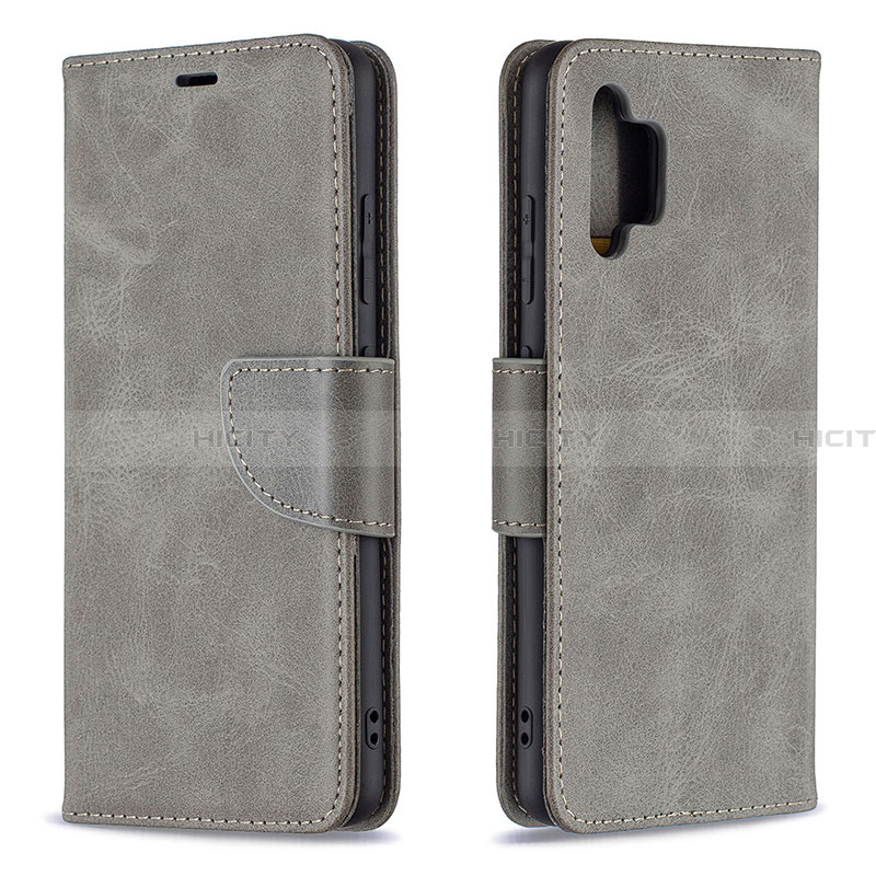 Handytasche Stand Schutzhülle Flip Leder Hülle B04F für Samsung Galaxy A32 4G Grau