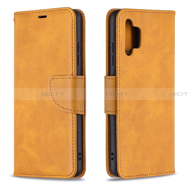 Handytasche Stand Schutzhülle Flip Leder Hülle B04F für Samsung Galaxy A32 4G Hellbraun