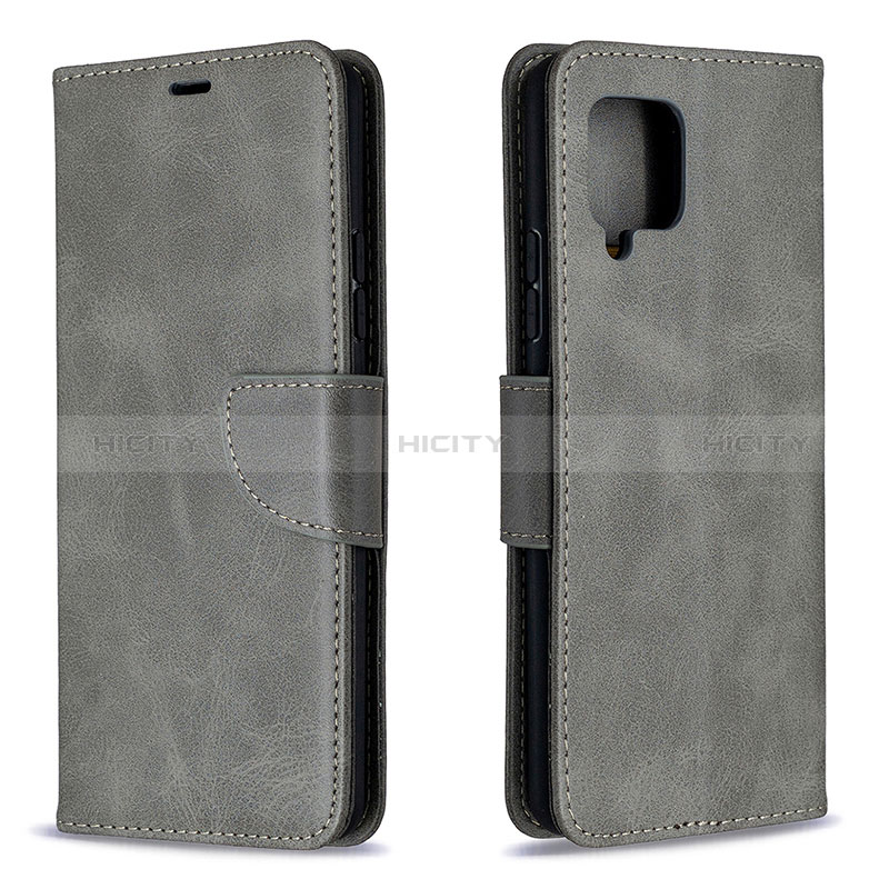 Handytasche Stand Schutzhülle Flip Leder Hülle B04F für Samsung Galaxy A42 5G Grau