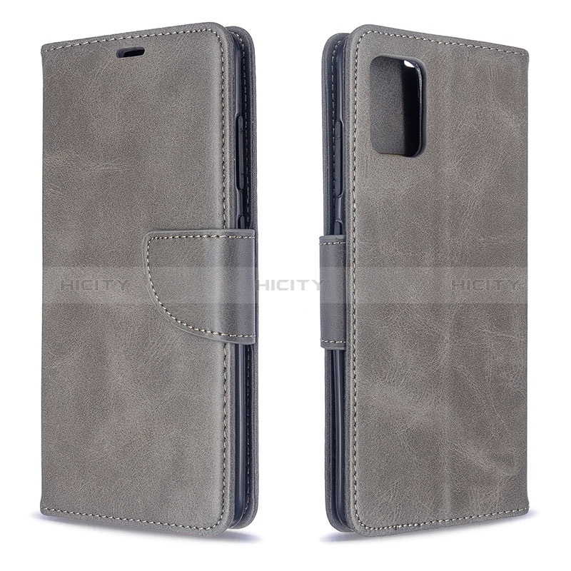 Handytasche Stand Schutzhülle Flip Leder Hülle B04F für Samsung Galaxy A51 4G Grau