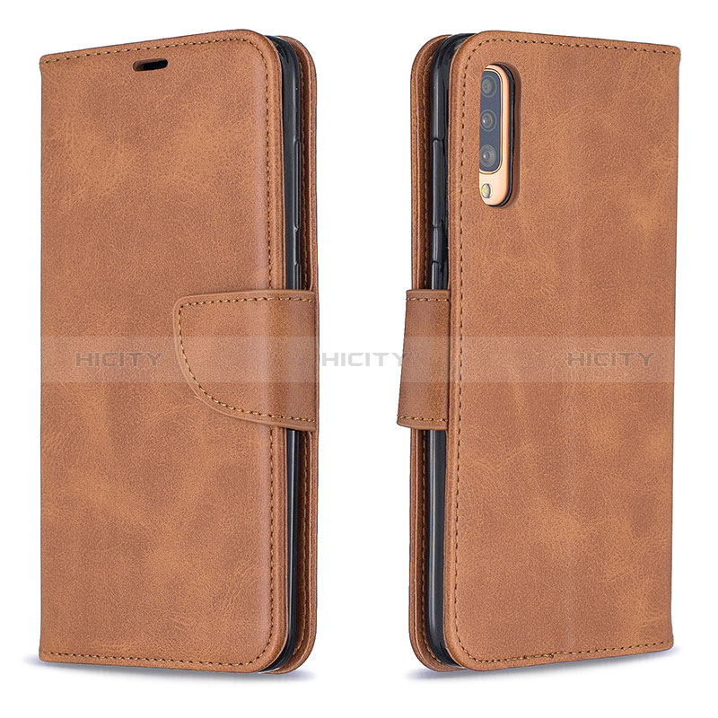 Handytasche Stand Schutzhülle Flip Leder Hülle B04F für Samsung Galaxy A70 Braun