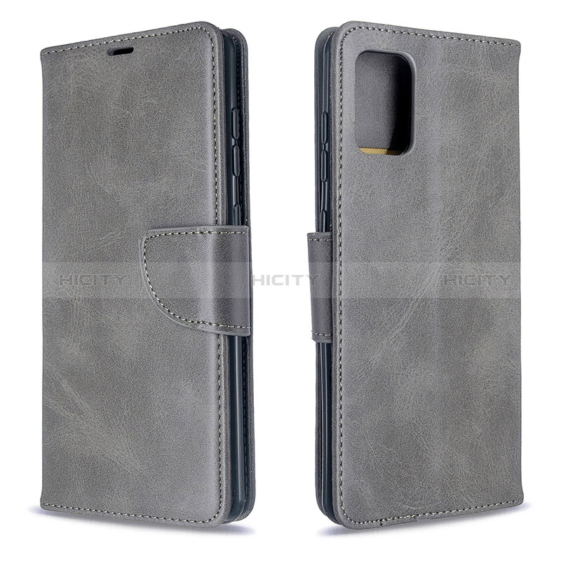 Handytasche Stand Schutzhülle Flip Leder Hülle B04F für Samsung Galaxy A71 4G A715 Grau