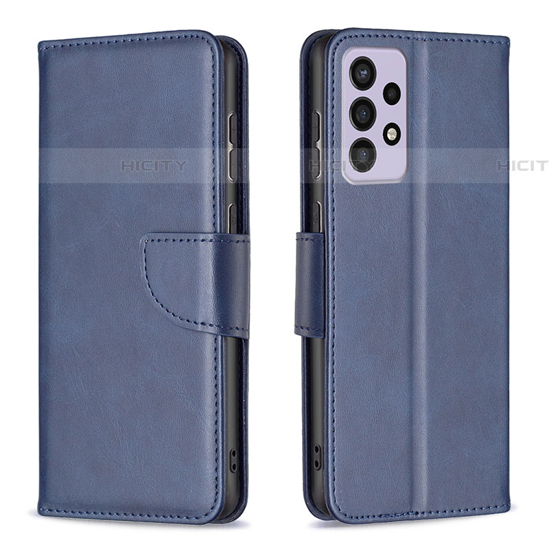 Handytasche Stand Schutzhülle Flip Leder Hülle B04F für Samsung Galaxy A73 5G Blau