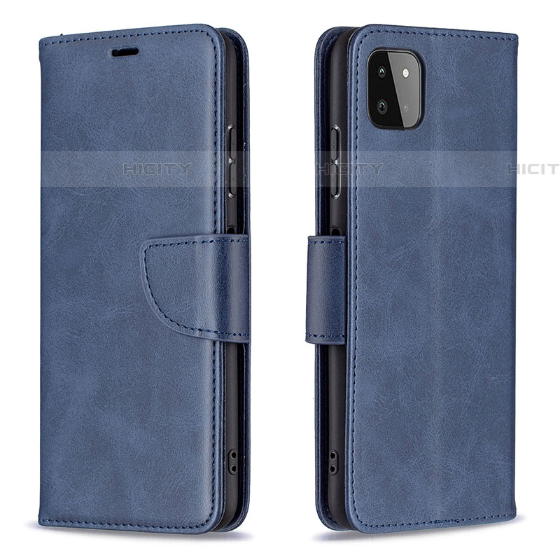 Handytasche Stand Schutzhülle Flip Leder Hülle B04F für Samsung Galaxy F42 5G Blau