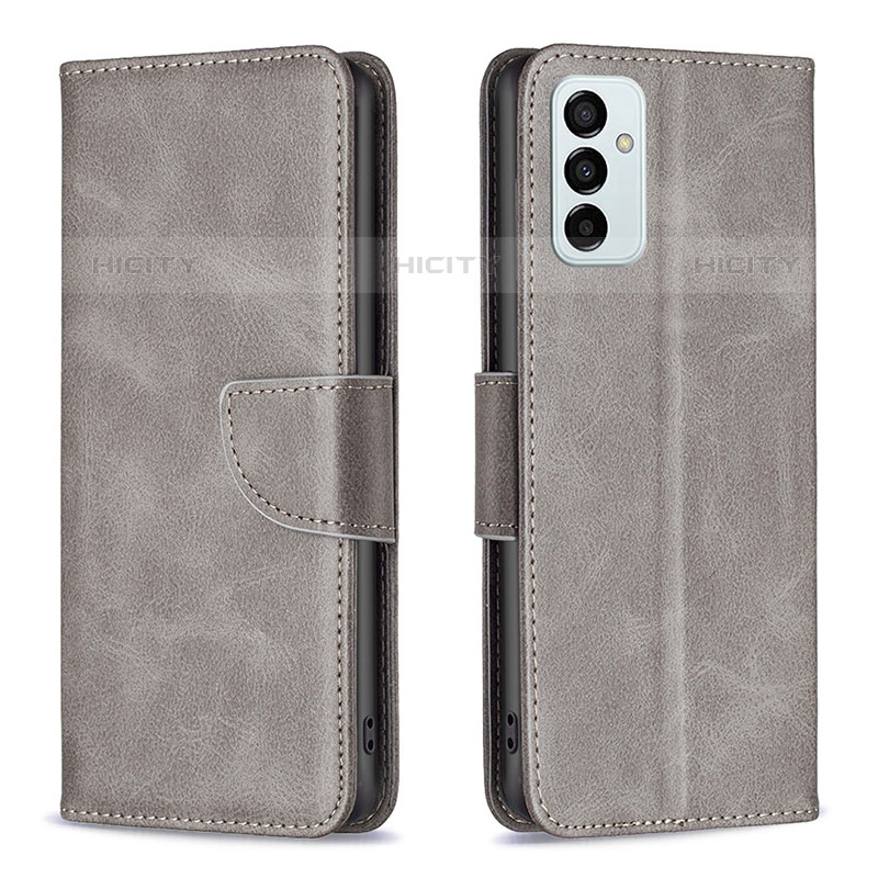 Handytasche Stand Schutzhülle Flip Leder Hülle B04F für Samsung Galaxy M23 5G Grau