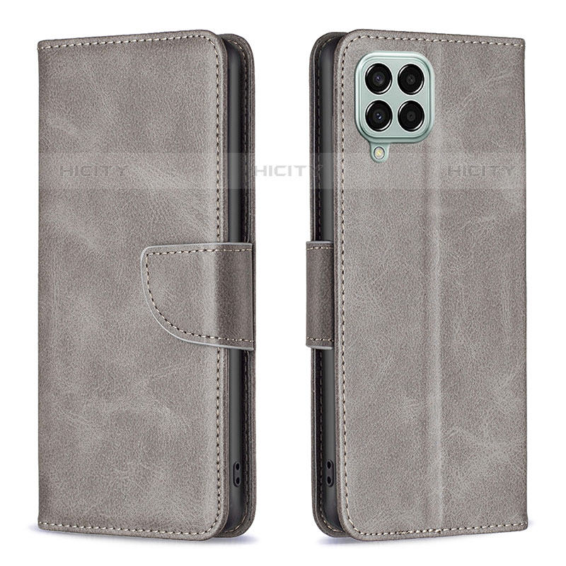 Handytasche Stand Schutzhülle Flip Leder Hülle B04F für Samsung Galaxy M33 5G Grau