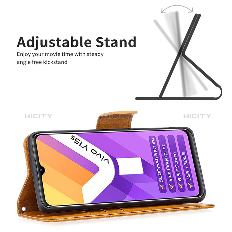 Handytasche Stand Schutzhülle Flip Leder Hülle B04F für Vivo Y01 groß