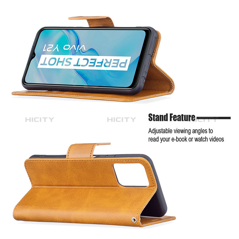 Handytasche Stand Schutzhülle Flip Leder Hülle B04F für Vivo Y21