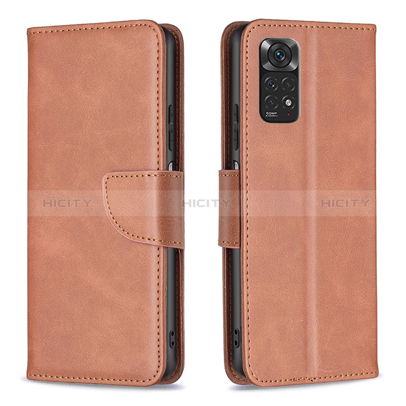 Handytasche Stand Schutzhülle Flip Leder Hülle B04F für Xiaomi Redmi Note 11 4G (2022) Braun Plus