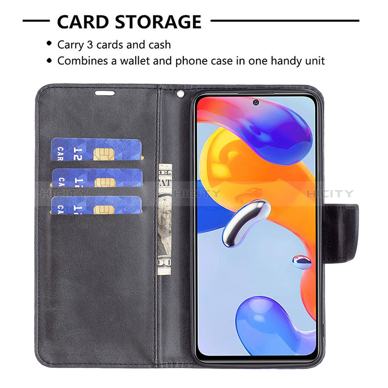 Handytasche Stand Schutzhülle Flip Leder Hülle B04F für Xiaomi Redmi Note 11 Pro 4G groß