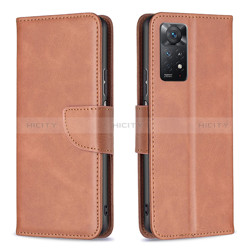 Handytasche Stand Schutzhülle Flip Leder Hülle B04F für Xiaomi Redmi Note 11 Pro 4G Braun