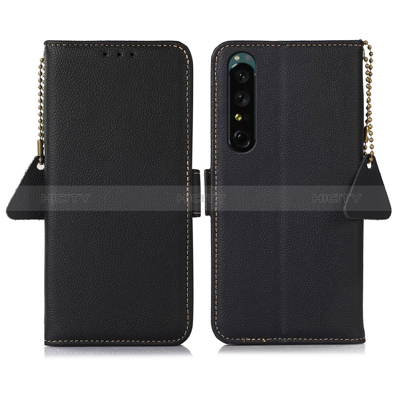 Handytasche Stand Schutzhülle Flip Leder Hülle B04H für Sony Xperia 1 IV Schwarz Plus