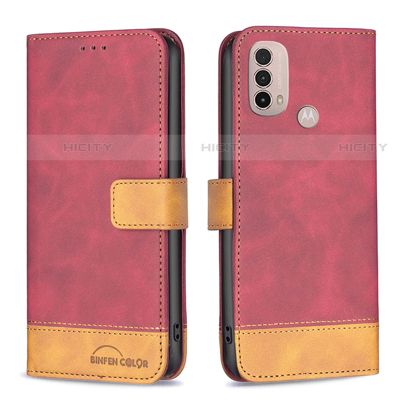 Handytasche Stand Schutzhülle Flip Leder Hülle B05F für Motorola Moto E30 Rot