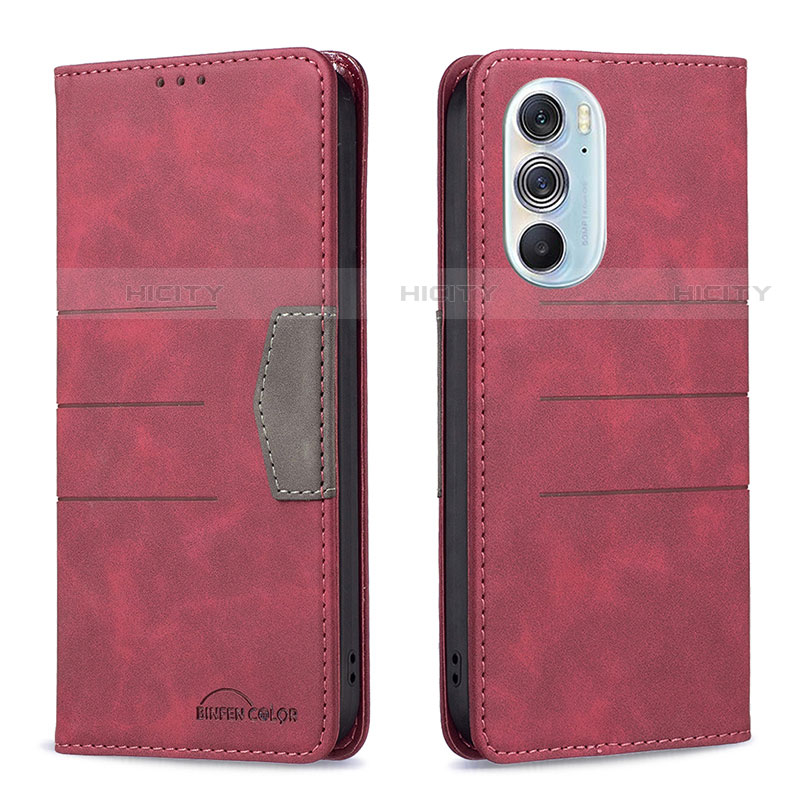 Handytasche Stand Schutzhülle Flip Leder Hülle B05F für Motorola Moto Edge Plus (2022) 5G Rot Plus