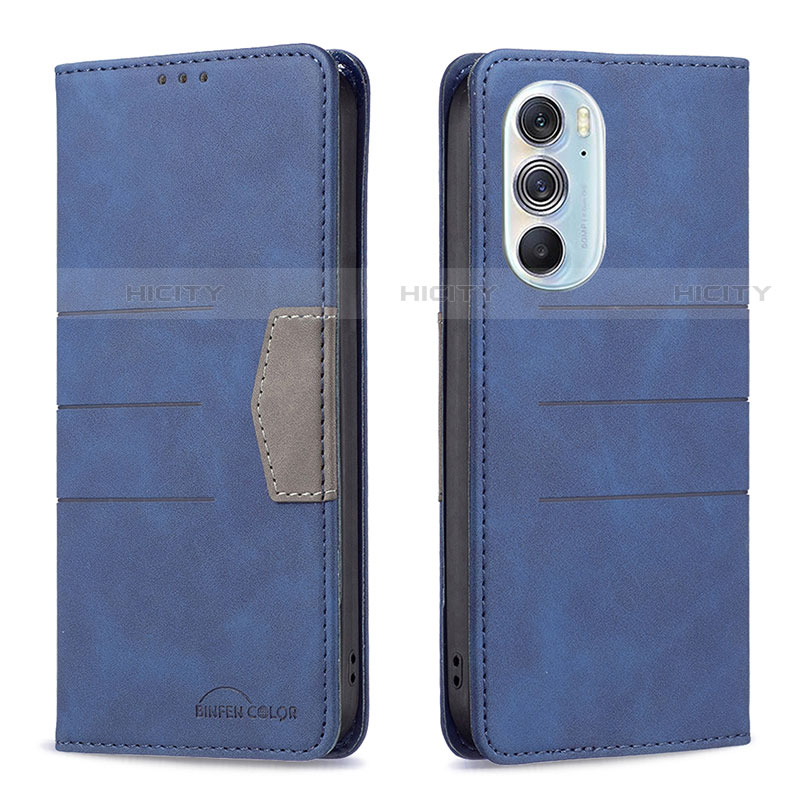 Handytasche Stand Schutzhülle Flip Leder Hülle B05F für Motorola Moto Edge X30 5G Blau