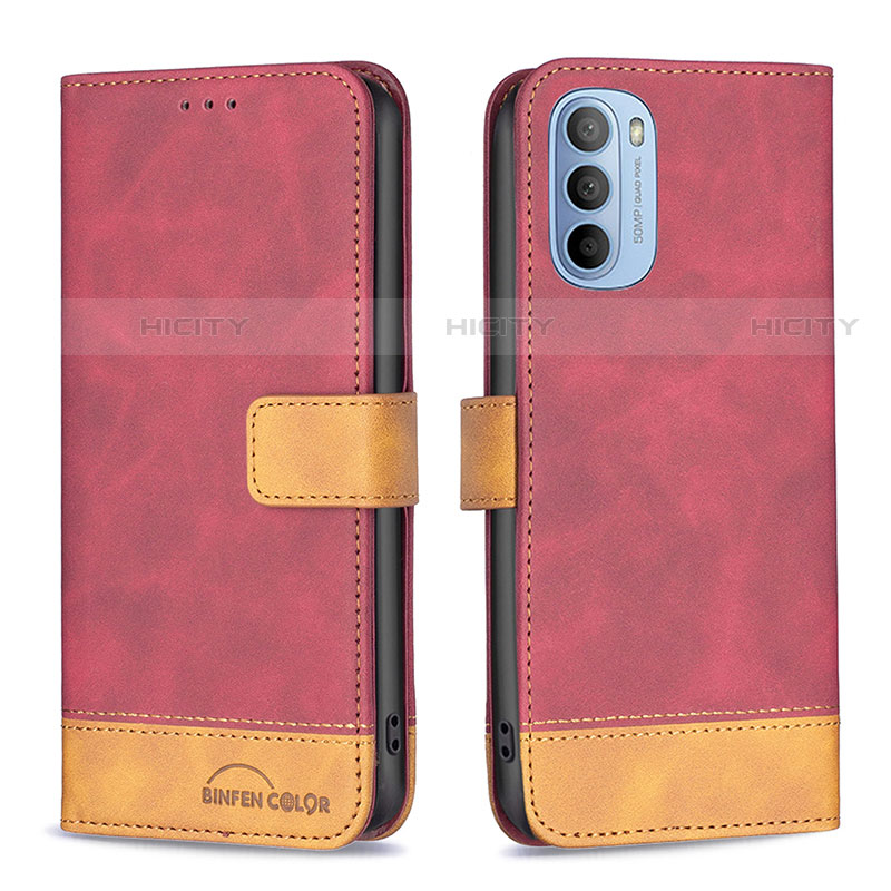 Handytasche Stand Schutzhülle Flip Leder Hülle B05F für Motorola Moto G31 Rot