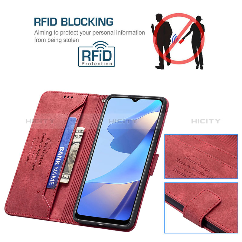 Handytasche Stand Schutzhülle Flip Leder Hülle B05F für Oppo A16 groß