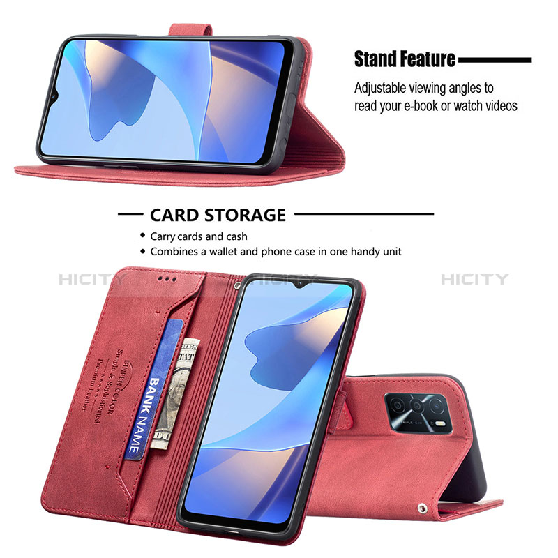 Handytasche Stand Schutzhülle Flip Leder Hülle B05F für Oppo A16 groß