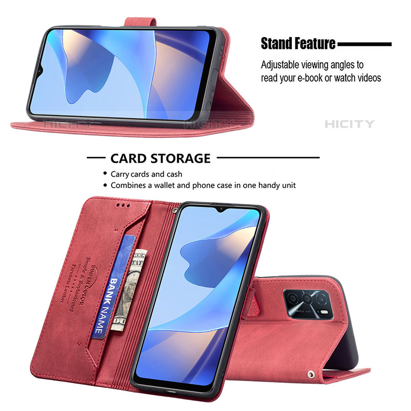 Handytasche Stand Schutzhülle Flip Leder Hülle B05F für Oppo A16s groß