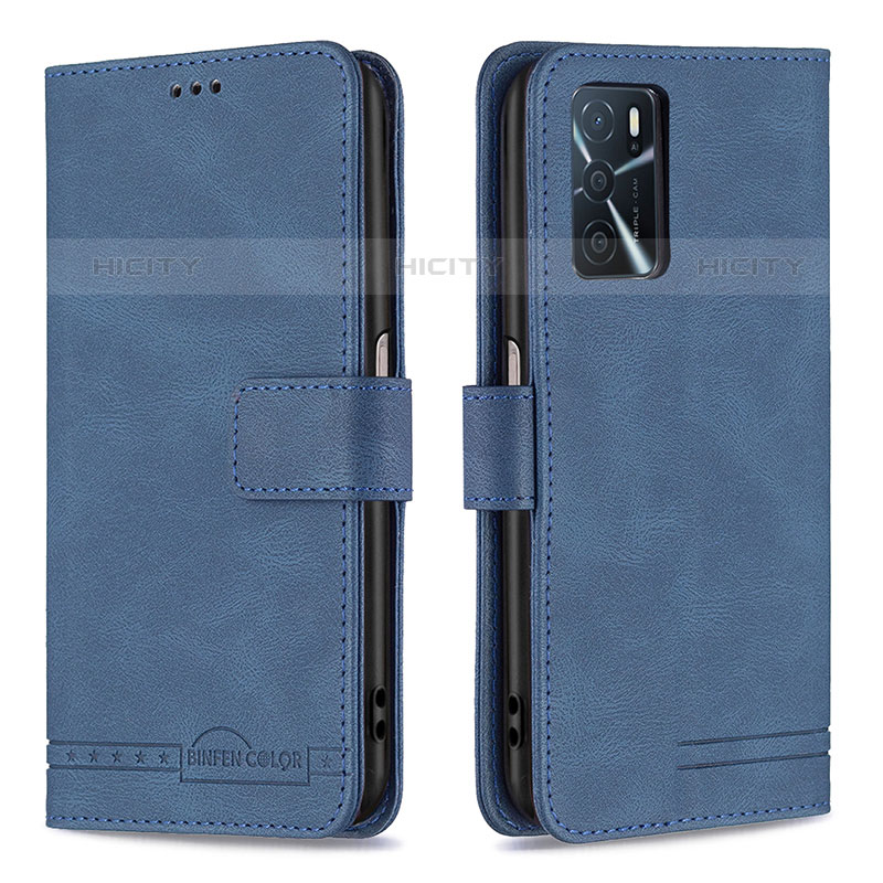 Handytasche Stand Schutzhülle Flip Leder Hülle B05F für Oppo A16s Blau Plus