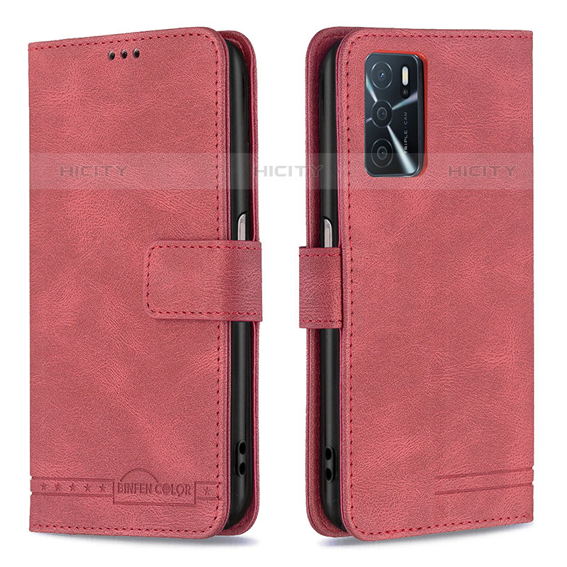 Handytasche Stand Schutzhülle Flip Leder Hülle B05F für Oppo A16s Rot