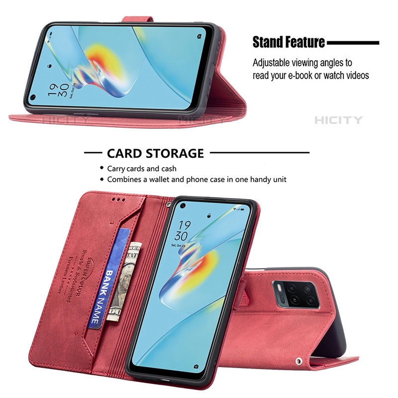 Handytasche Stand Schutzhülle Flip Leder Hülle B05F für Oppo A54 4G groß