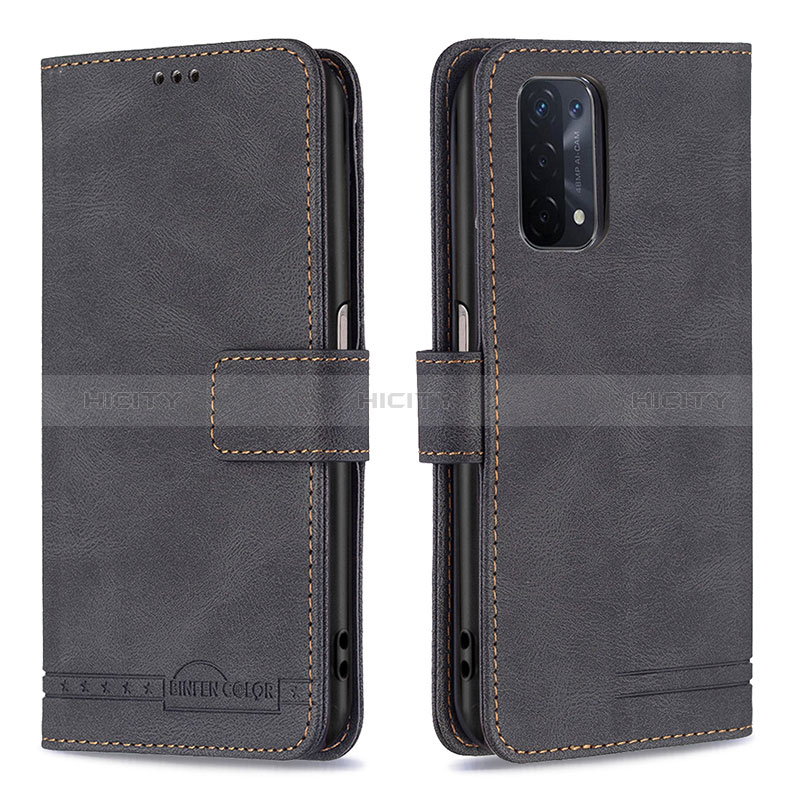 Handytasche Stand Schutzhülle Flip Leder Hülle B05F für Oppo A74 5G Schwarz Plus