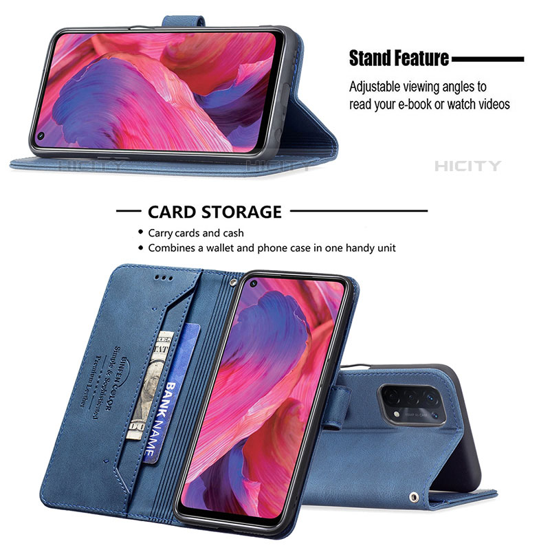 Handytasche Stand Schutzhülle Flip Leder Hülle B05F für Oppo A93 5G groß