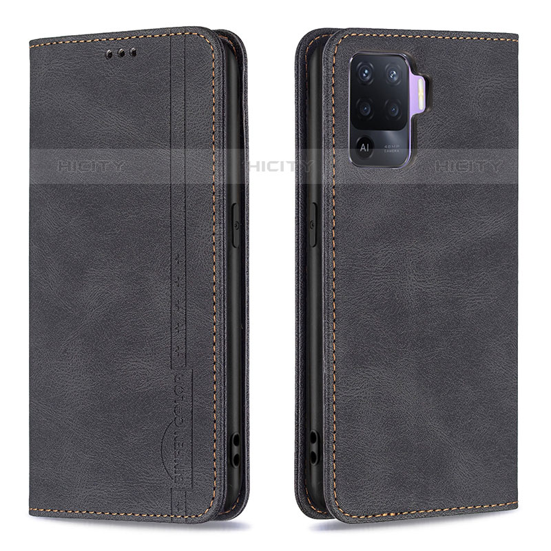 Handytasche Stand Schutzhülle Flip Leder Hülle B05F für Oppo A94 4G Schwarz