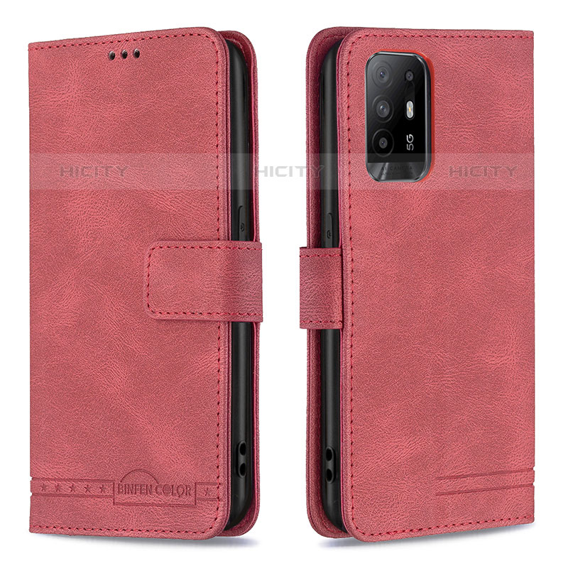 Handytasche Stand Schutzhülle Flip Leder Hülle B05F für Oppo A94 5G Rot