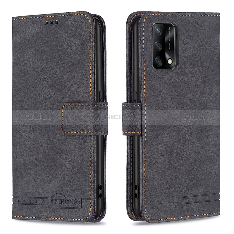 Handytasche Stand Schutzhülle Flip Leder Hülle B05F für Oppo F19s Schwarz