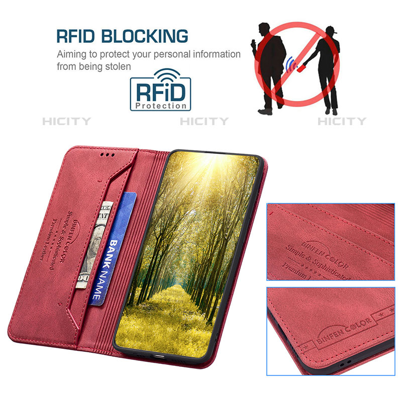 Handytasche Stand Schutzhülle Flip Leder Hülle B05F für Oppo F21 Pro 4G groß