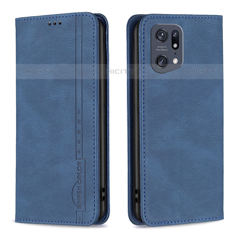 Handytasche Stand Schutzhülle Flip Leder Hülle B05F für Oppo Find X5 Pro 5G Blau Plus