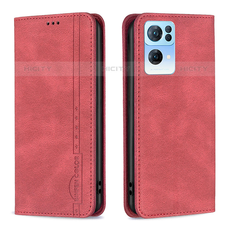 Handytasche Stand Schutzhülle Flip Leder Hülle B05F für Oppo Reno7 Pro 5G Rot