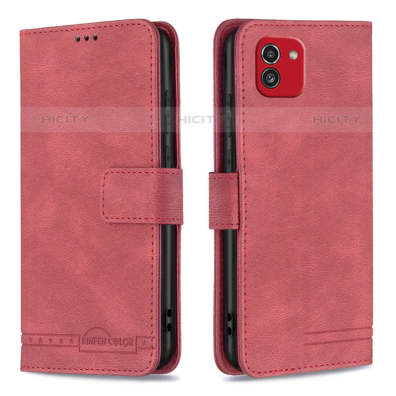 Handytasche Stand Schutzhülle Flip Leder Hülle B05F für Samsung Galaxy A03 Rot