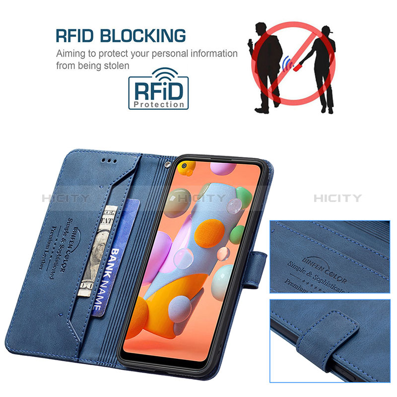 Handytasche Stand Schutzhülle Flip Leder Hülle B05F für Samsung Galaxy A11 groß