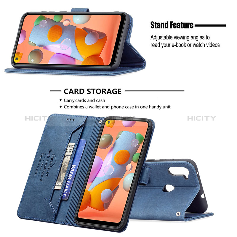 Handytasche Stand Schutzhülle Flip Leder Hülle B05F für Samsung Galaxy A11 groß