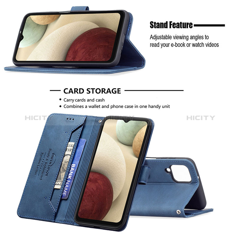 Handytasche Stand Schutzhülle Flip Leder Hülle B05F für Samsung Galaxy A12 groß