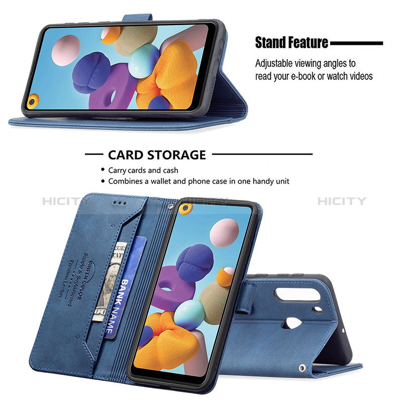 Handytasche Stand Schutzhülle Flip Leder Hülle B05F für Samsung Galaxy A21