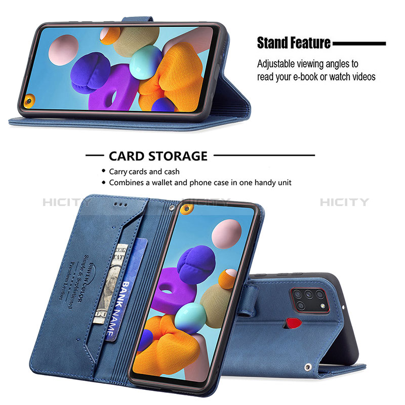 Handytasche Stand Schutzhülle Flip Leder Hülle B05F für Samsung Galaxy A21s