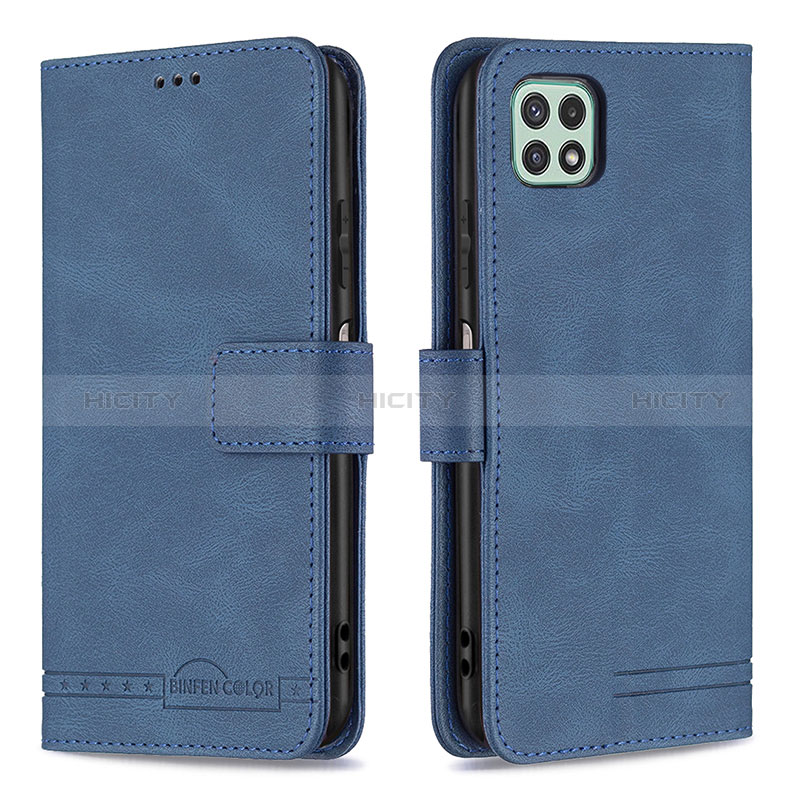 Handytasche Stand Schutzhülle Flip Leder Hülle B05F für Samsung Galaxy A22s 5G Blau Plus