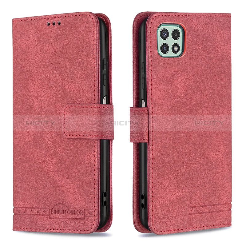 Handytasche Stand Schutzhülle Flip Leder Hülle B05F für Samsung Galaxy A22s 5G Rot