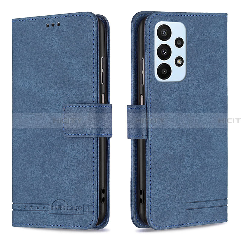 Handytasche Stand Schutzhülle Flip Leder Hülle B05F für Samsung Galaxy A23 4G Blau