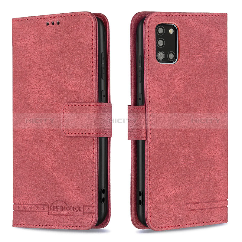 Handytasche Stand Schutzhülle Flip Leder Hülle B05F für Samsung Galaxy A31 Rot Plus