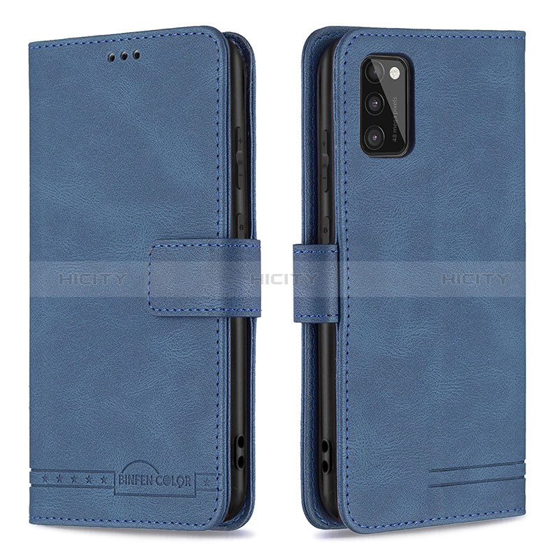 Handytasche Stand Schutzhülle Flip Leder Hülle B05F für Samsung Galaxy A41 Blau